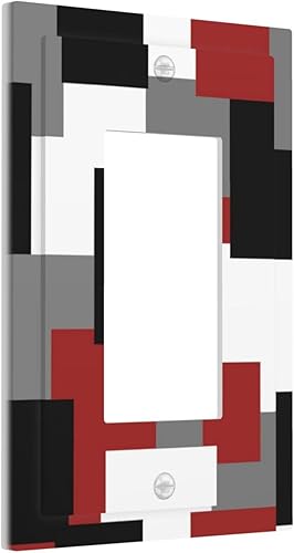 Miniatura 42 de Placa Decorativa de Pared Beige Boho de Mediados de Siglo Sol Abstracto 1-Gang Retro Años 70 Arte Geométrico Moderno con Arco Eléctrico Interruptor