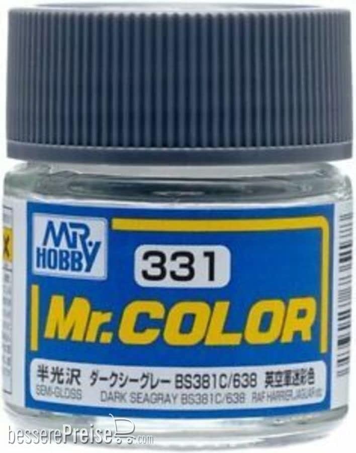 C331 Semi Gloss Dark Seagray BS381C 638 10ml, GSI Mr. Color