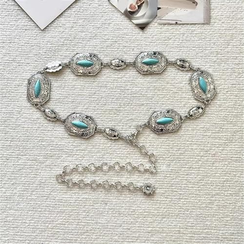 Waist Chain for Women Dresses Lustrous Formal Event Turquois Chain Belt Waist Jewelry Party Waist Accessories4