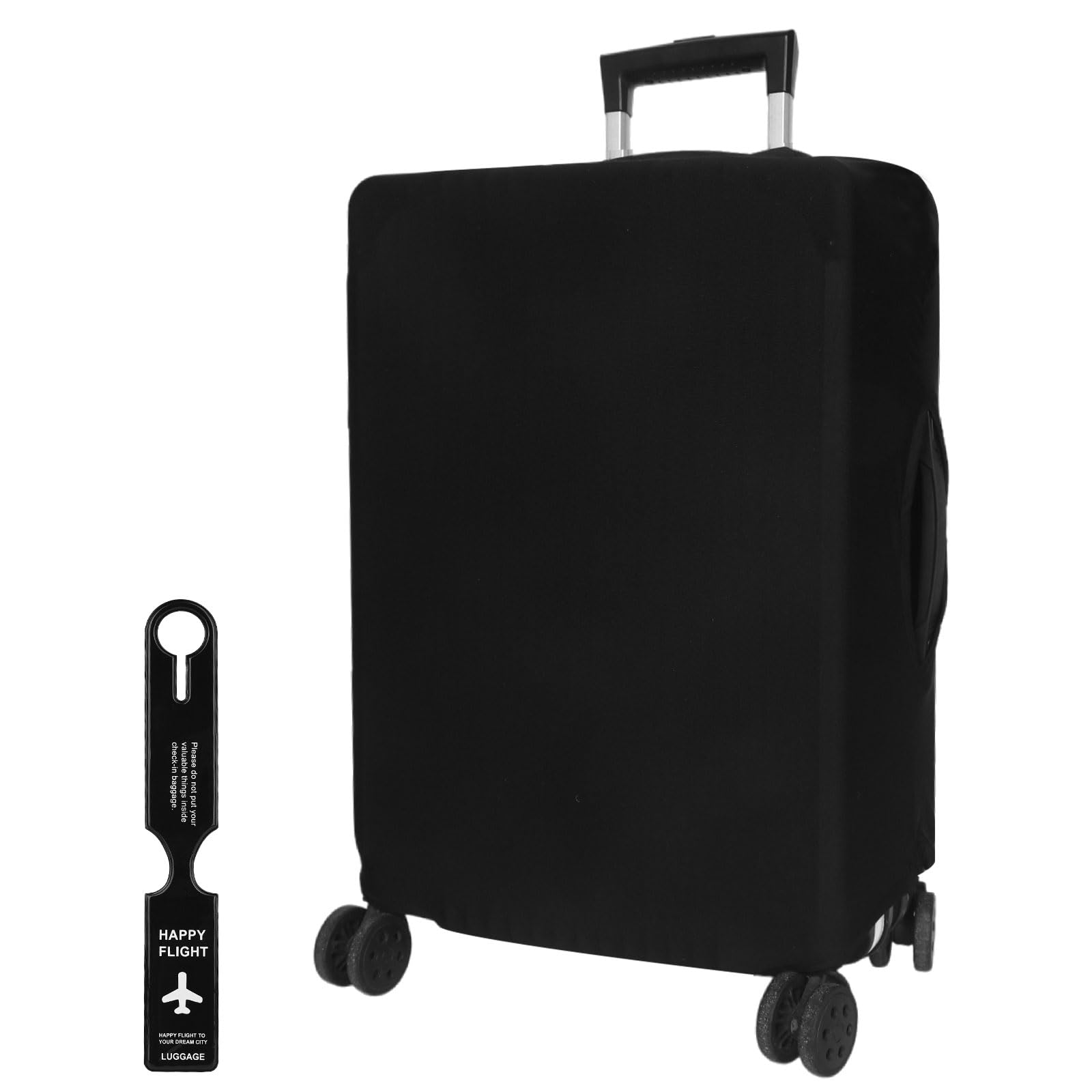 Oryxalv Unisex Black Elastic Suitcase Cover 26-28 Inch Luggage Cover Washable, Reusable For Wheeled Luggage With Luggage Tags