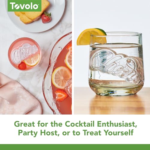 Image of Tovolo Cheers Ice Mold Pack of 2 Craft Ice Cube Molds for Whiskey Bourbon Cocktails, Easy Fill No Leak Cheers Shaped Ice Cube Bar Essentials for Bartender Gifts Dishwasher Safe BPA Free Silicone