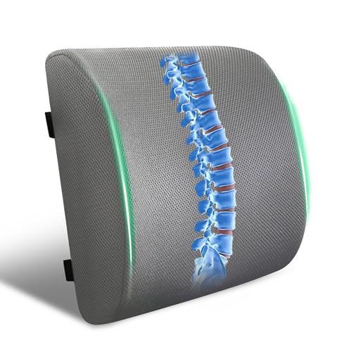 Lumbar-Support-Pillow-for-Office-Chair-and-CarBack-Support-for-Office-ChairCharcoal-Memory-Foam-Back-Cushion-with-Breathable-Mesh-CoverDouble-Adjustable-StrapsGrey Lumbar Support Pillow for Office Chair and Car,Back Support for Office Chair,Charcoal Memory Foam Back Cushion with Breathable Mesh Cover,Double Adjustable Straps,Grey - Image 1