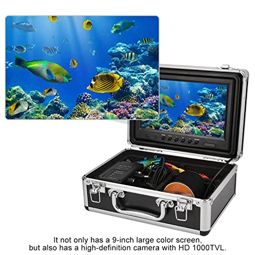 Videocamera per Pesca Subacquea 9 Pollici, Kit Videocamera HD per Pesca Subacquea 1000TVL con Cavo 30 Metri, Fischfinder Echolot per la Pesca Sul Ghiaccio Sul Fiume in