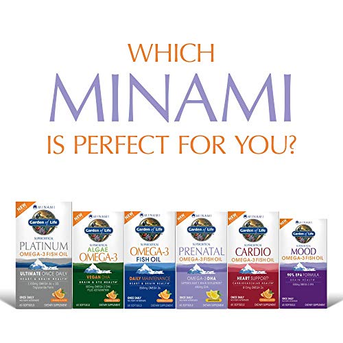 Image of Garden of Life Prenatal DHA Omega 3 Fish Oil Supplement - Minami Natural Prenatal,Lemon,60 Softgels,(Pack of 2)