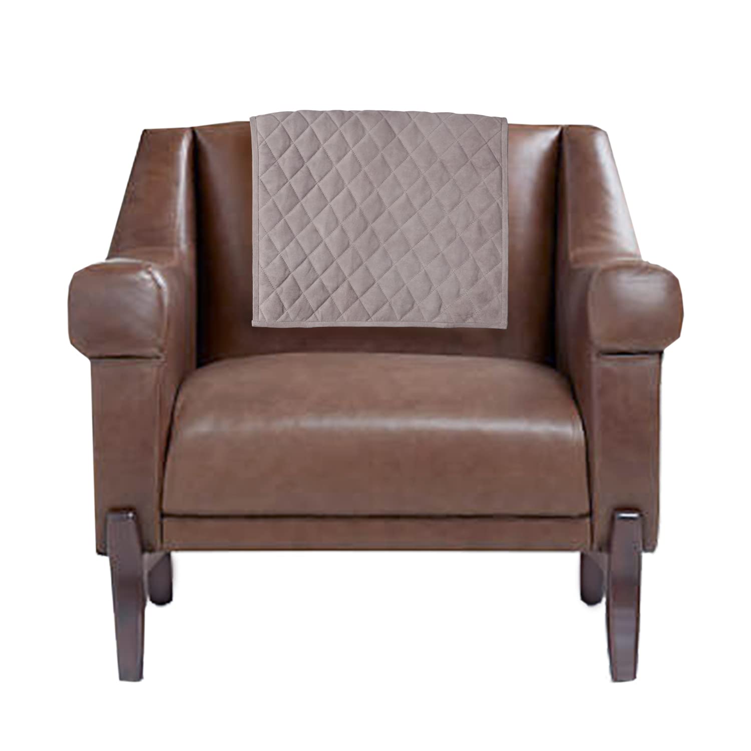 Ganloz Suede Leather Recliner Chair Headrest Cover for Home & Office - Sofa, Love Seat, Furniture Protector, Slipcover Theater Seat Cover, 18x26 Inches - Grey Pack of 1