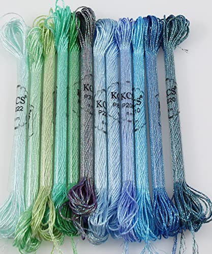 Image of KCS 6-Strand Cross Stitch Metallic Variegated Pearl Shiny Embroidery Floss (12 Skeins # 3)