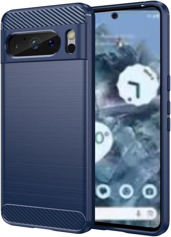Image of NPRC Hybrid Ultra Slim Protective Case TPU Non-Slip Carbon Fiber Texture Shockproof Case Cover for Google Pixel 8 Pro - Blue