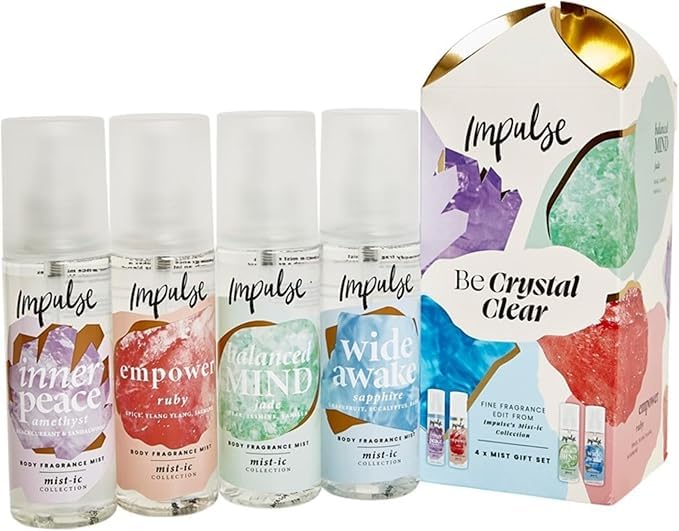 Impulse Mist-ic Body Spray Gift Set 4 x 150 ml Fragrance Mists - Present Collection for All Occasions (Inner Peace Empower Balanced Mind Wide Awake)