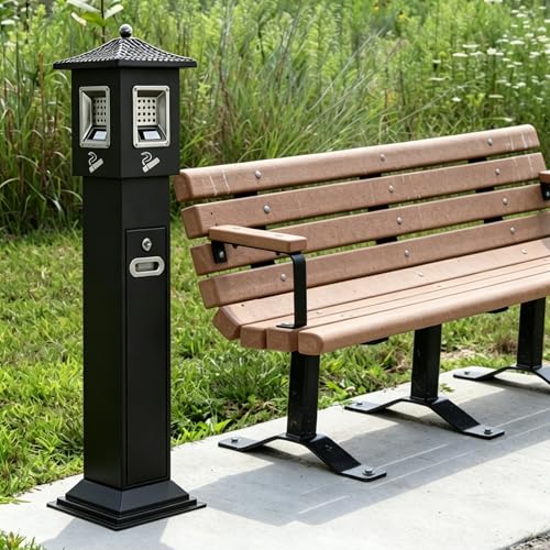 Image of AIWFL 47 inch Height Outdoor Trash Receptacle, Commercial Trash Can, Standing Garbage Can Large Waste Trash Container Bin for Cafeterias Office Patio Backyard Pub Club Garage (Black)