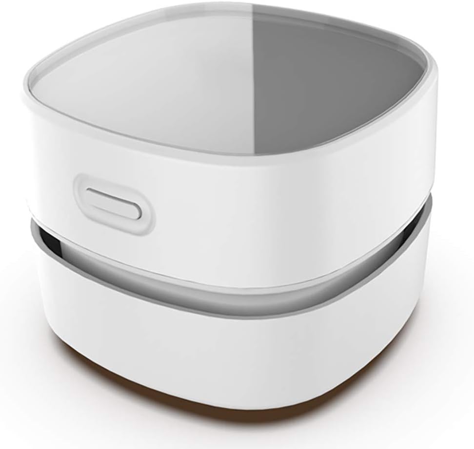 Angju Desktop Vacuum cleaner,Mini table dust sweeper Energy Saving with auto power-off function,High endurance up to 400 mins,Cordless&360º Rotatable Design for Keyboard/Home/Office (white charging)