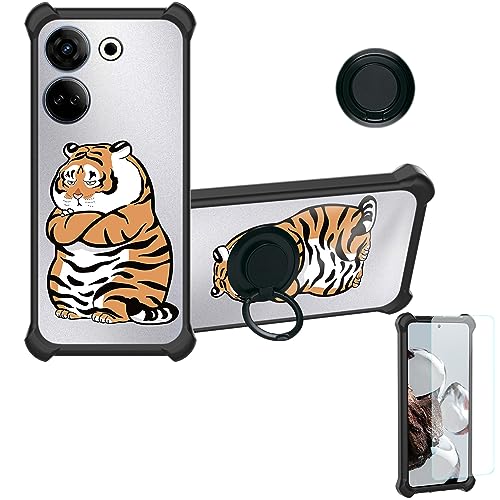 jioeuinly Case for Tecno CAMON 20 Case Compatible with Tecno CAMON 20 Phone Case Cover [with Tempered Glass Screen Protector][Ring Support][Silver Reflect Light] DYH-PH