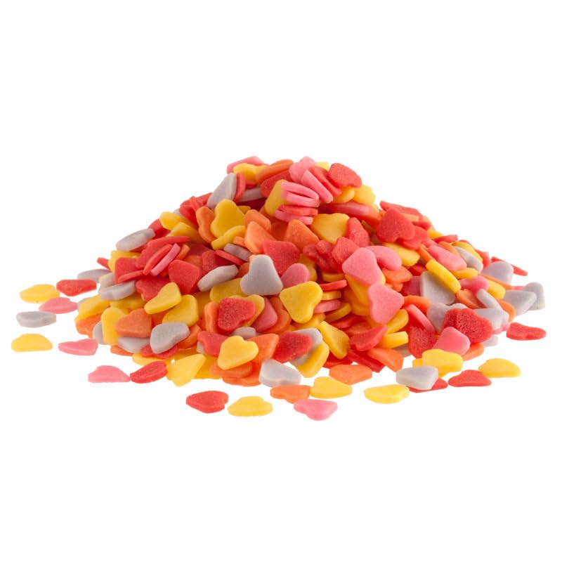 dekora – Sprinkles de Azúcar en Forma de Corazón Multicolor, Bote Profesional 1 kg – Decoración Comestible para San Valentín, Bodas y Pedidas – Colorantes Naturales, Sin Gluten y Sin Lactosa