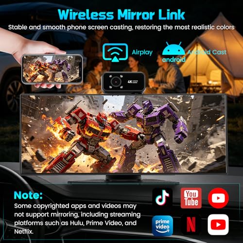 Image of 11.5 inch Largest Wireless CarPlay Screen for Car, Apple CarPlay & Android Auto IPS Touchscreen with 4K Front & 4K Interior Dash Cam, 1080P Backup Cam, Bluetooth, Navigation, Mirror Link, Voice Control,FM