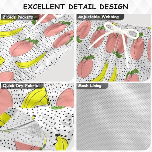 Swimming Shorts for Boys, Toddler Swim Trunks 2t, Peaches Bananas Polka Dot3