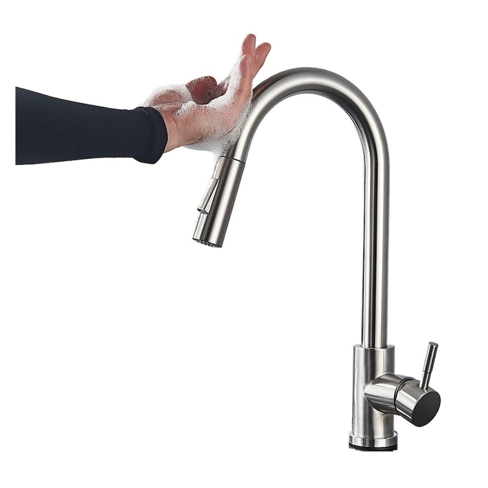 HADECOLL Pull-Out Faucet Sensor Kitchen Faucet Smart Touch Inductive Sensitive Faucet Mixer Tap Single Handle Dual Outlet Water Modes Easy To Install,Nickel-A