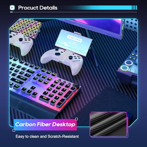 Image of BestOffice Gaming Desk 35 in PC Computer Desk Z Shaped Gaming Workstation Ergonomic Gaming Table with Headphone Hook for Home Office,Black&Blue