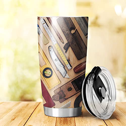 20Oz Wood Working, Personalized Carpenter Tumbler Gifts For Men, Christmas Valentines Day Gifts For Him, Gifts For Husband Dad Son Carpenter Toolbox Tumbler Mechanic Coffee Travel Mug With Lid #TOP2