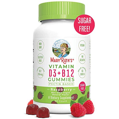 Vegan Vitamin D3+B12 Gummy (Sugar Free) Plant-Based by MaryRuth's | Made w/Organic Ingredients