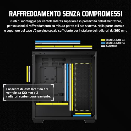 CORSAIR 3500X Mid-Tower ATX Case per PC - Vetro Temperato Panoramico - Compatibile con Scheda Madre a Connessione Inversa - Nessuna Ventola Inclusa - Nero - Immagine 5