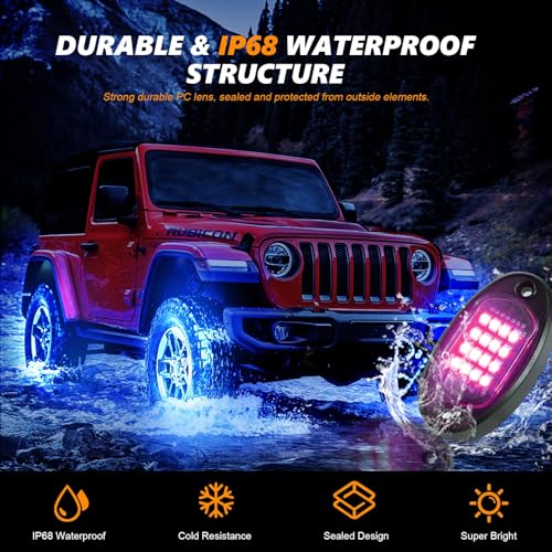 RGB LED Rock Lights Kit 4 Pods