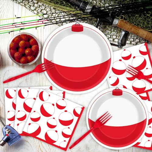 chunnin 200 pcs gone fishing party plates napkins fishing themed tableware set for fishing party gone fishing decoration dessert plates forks serve 50 guests for fishing birthday party favor supplies