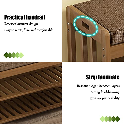 Banc à chaussures rembourré en bambou robuste et confortable pour ranger vos souliers