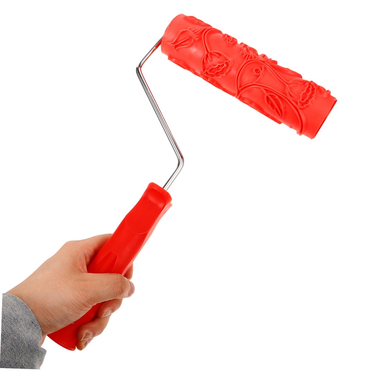 DOITOOL Rodillo de Pintura de Goma Texturizado Rojo 7 Pulgadas Efecto Relieve para Decoración de Paredes DIY Pack de 2 Piezas Práctico y Duradero