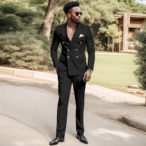 African Suits for Men Double Breasted Slim Fit Jackets and Trousers 2 Piece Set Slim Fit Business Suit2