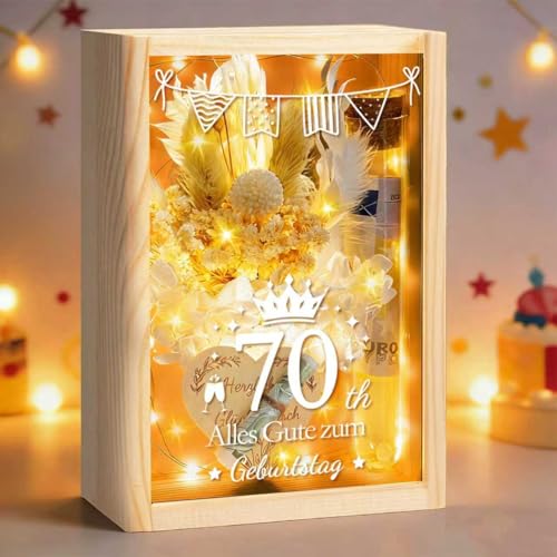 70. Geburtstag Frau Mann Geldgeschenke GeburtstagLED Geldgeschenke Verpackung 70 Geburtstag Deko Geschenkbox Geschenk 70 Geburtstag Frau Mann für Tochter Sohn Schwester (70)