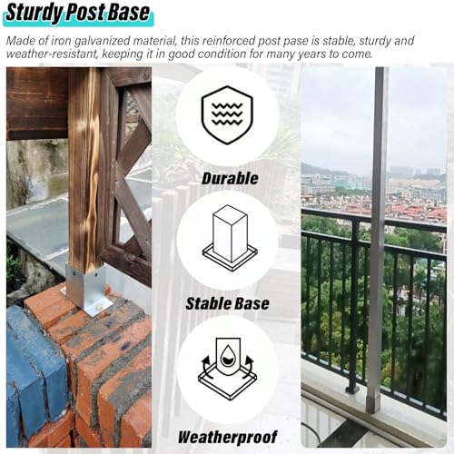 Support de poteau métallique pour clôture en bois et balustrade extérieure durable - 7