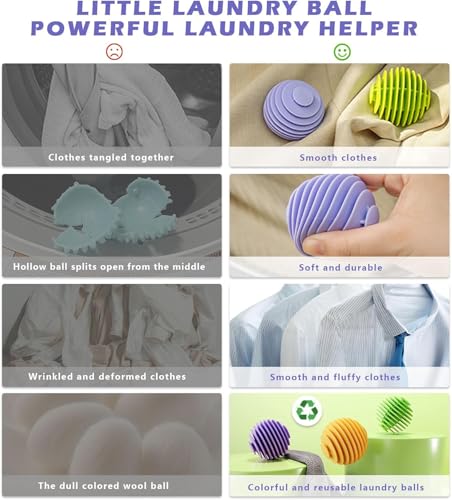 Reusable Dryer Balls Anti Static, 6 PCS Laundry Agitator Balls for Laundry, Non-Toxic Washing Balls Tangle Free for Washer, Softens Fabrics, Prevents Tangles, Enhances Cleaning (Large)