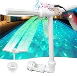 Pool Fountain with 4-Color LED Light, Pool Water Fountain Star Light Show, Dual Spray Adjustable Pool Waterfall Sprinkler Decor, Fit 1.5/2.2'' Pool Retrun Jets above/In Ground Pool Cooling System