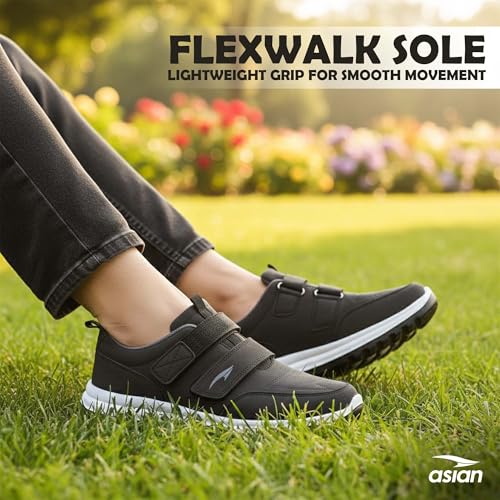 Image of ASIAN Men's Walking Shoes | Lightweight Comfort with Velcro Closure | Cushioned Support & Anti-Slip Sole | Ideal for Daily Walking & Long Hours