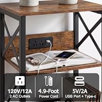 AMHANCIBLE Record Player Stand with Charging Station, Vinyl Record Storage — image 3