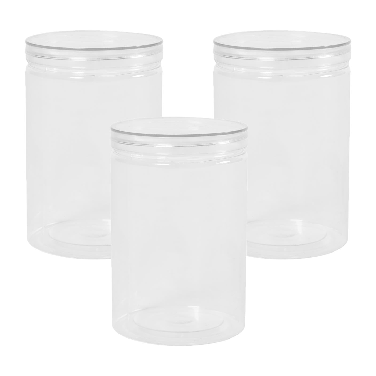 OHS Food Containers with Lids Set of 3, Plastic Storage Containers Dry Food Jars for Coffee Pasta Rice Cereal Oats Kitchen Pantry Airtight Lids Leakproof Dishwasher Safe, Medium 1200ml