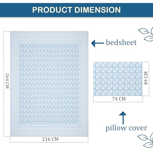 Image of Kuber Industries Cotton 160 TC Double Bedsheet With 2 Pillow Covers | Machine Washable Soft Bedsheet For Living Room, Home & Hotels | Triangle Border Heritage Print - Grey
