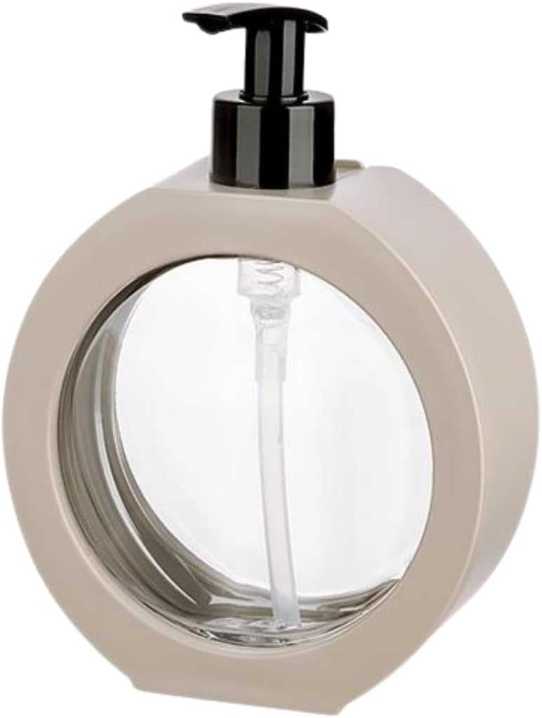 Yuvarlak Şekilli Şık Sıvı Sabunluk & Deterjanlık Sıvı Sabun Haznesi Banyo Sabunluğu Mutfak Deterjanlığı Deterjan Haznesi 350 ml (Krem)