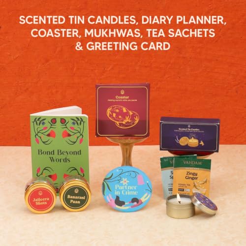 Image of Eat Better Co - 18-Item Rakhi Gift Hamper For Brother - Tyohaar - Chocolate Coated Almonds, Hazelnut Dry-Fruit Laddoos, Premium Evil-eye Rakhi | Rakhi for Brother with Gift Combo Set