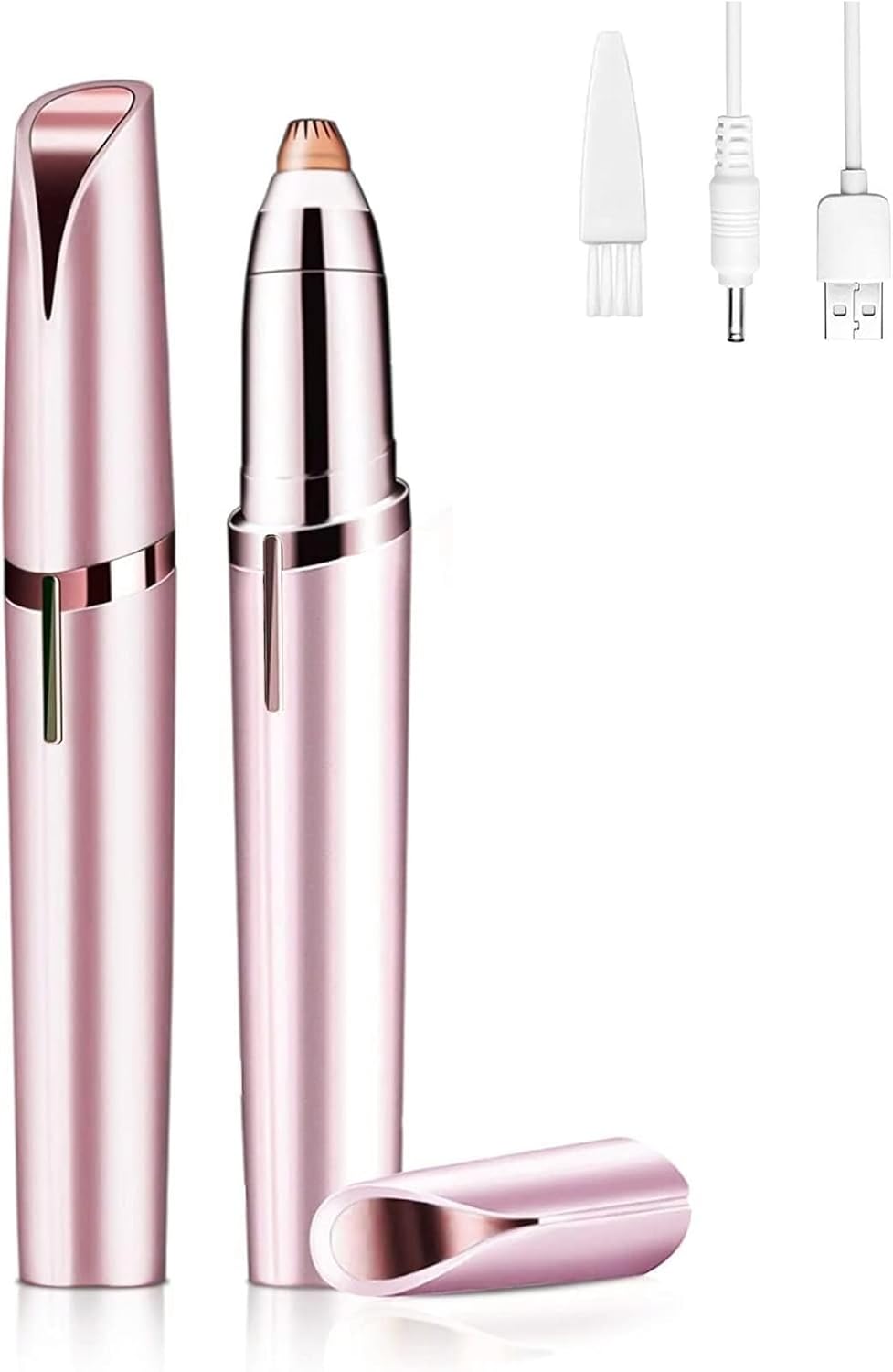 Depiladora Facial Mujer, Depiladora Cejas Mujer Eléctrica Depiladora Cejas Portátil, 2 en 1 Rasuradora Mujer USB Recargable Aplicar En Cejas, Labios, Brazos, Axilas (Dorado champagne)