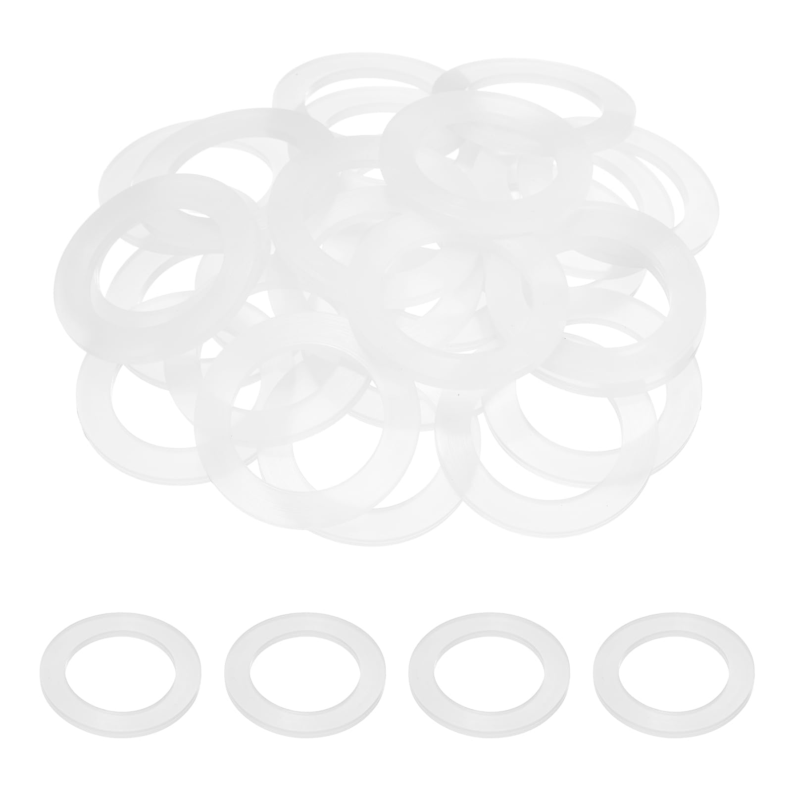sourcing map 50 Pcs Silicone Washers, 15mm x 31.5mm x 3mm O-Ring Seals Hose Washer Plumbing Gaskets for Water Pipe Faucet Shower Head Garden Hose Seal, White