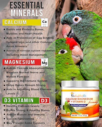 UnRuffledRx Nutritional Calcium Supplement for Birds Magnesium + Vitamin D3 (1.5 oz) - Image 3