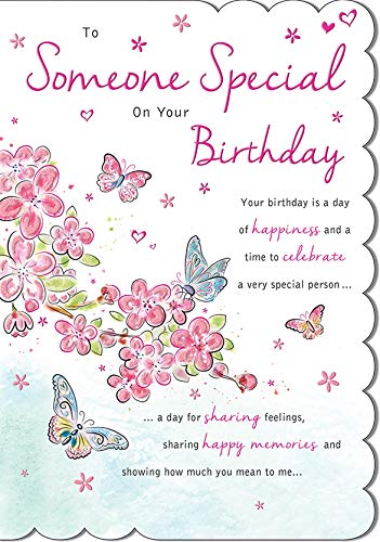 Piccadilly Greetings Group Ltd STUNNING TOP RANGE WONDERFUL WORDS 5VERSE SOMEONE SPECIAL BIRTHDAY GREETING CARD, brown|red|white|pink, 16.5 x 12cm