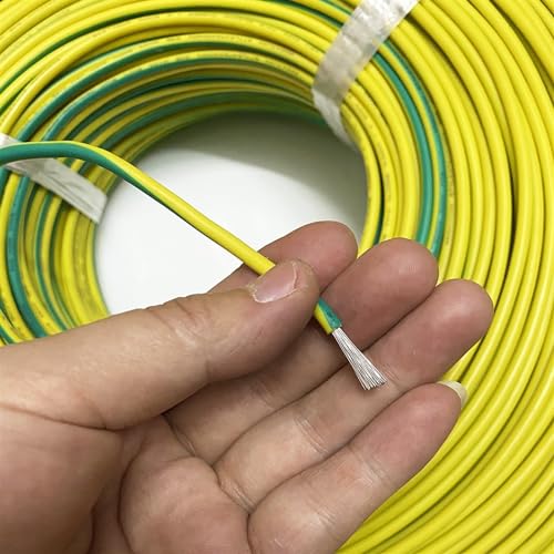 Cable de silicona flexible UL3135 14AWG amarillo y verde de 10m para alta temperatura de tierra 3