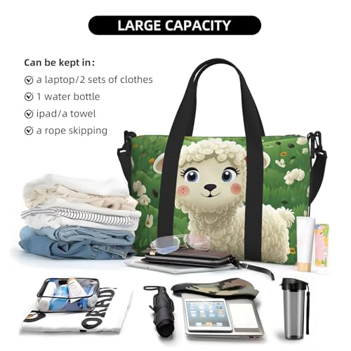Travel Duffel Bags Personal Item Bag Carry on Luggage Bag Training Handbag Lightweight Waterproof Sports Gym Bag Cute Cartoon Sheep Weekender Bag for Women Men4