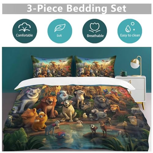 Housse de couette microfibre king size thème animaux de qualité supérieure - 4