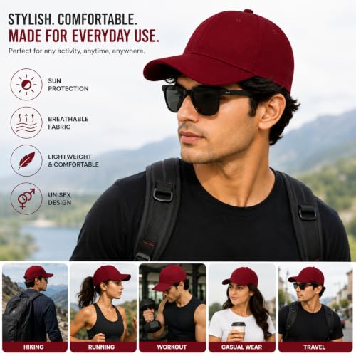 Image of Branded Cap for Men Women Unisex Boy's Girl's Topi Adjustable Strap Free Size Cotton Summer Sports Cricket Gym Dance Free Size