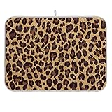 ZzWwR Animal Leopard Print 16 x 18 Inches Absorbent Dish Drying Mat Microfiber Kitchen Countertop Table Protector Decor Counter Rack Sink Drainer Pad