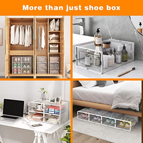 Fixwal 12Pcs Shoe Storage Boxes Clear Shoe Boxes Stackable With Lids, Space Saving Shoe Holder Sneaker Display Case, Shoe Container Boxes For Closet Bedroom Bathroom #TOP5