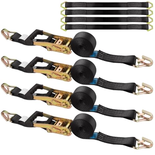 DAJAVE 4 Stück Spanngurt Autotransport 50mm x 3m Spanngurt für Auto Transport, 5000daN, Spanngurte mit Ratsche und Haken für PKW Trailer Radsicherung DAJAVE 4 Stück Spanngurt Autotransport 50mm x 3m Spanngurt für Auto Transport, 5000daN, Spanngurte mit Ratsche und Haken für PKW Trailer Radsicherung