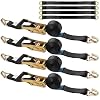YAYODS 4 Pack Car Tie Down Straps for Trailers with J Hooks, 2 x 10' Heavy Duty Ratchet Straps with 2 x 36'' Axle Straps, 10,000lbs Break Strength Truck Strap for Car, Truck, UTV Transport, Black